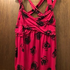 Red / Black Rose criss / cross top